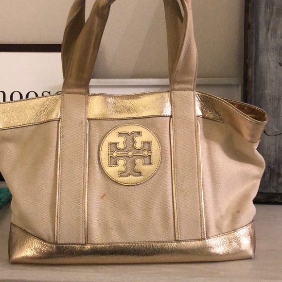 tory burch metallic tote
